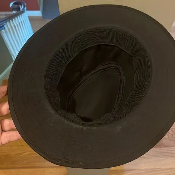 Black Cowboy Hat with black pleather band - Picture 6 of 6